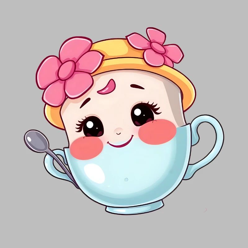 Conception de tasse à thé de dessin animé mignon