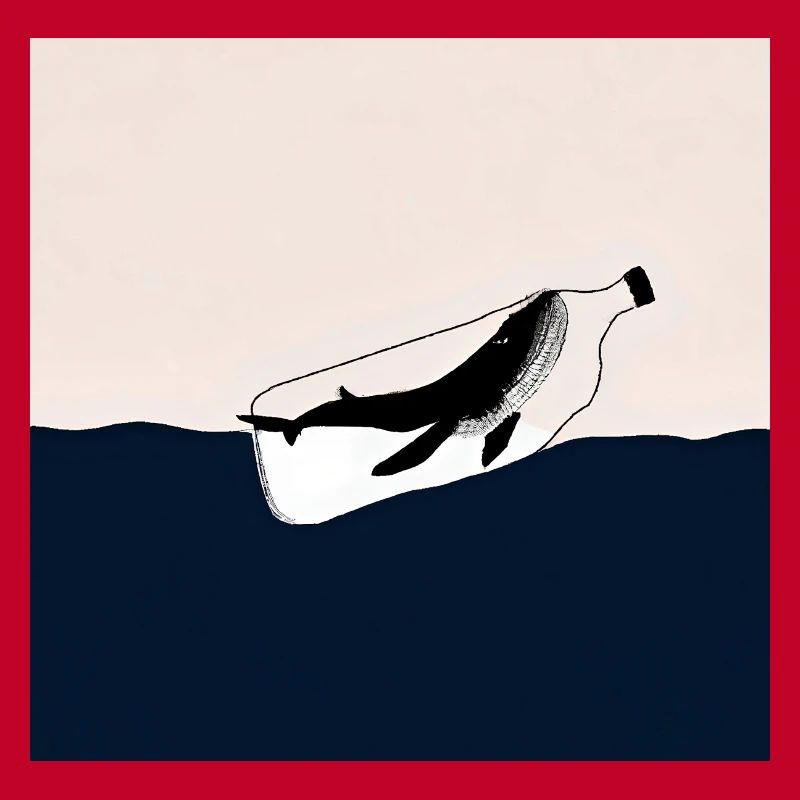 Message dans une bouteille, Illustration de baleine, Déclaration