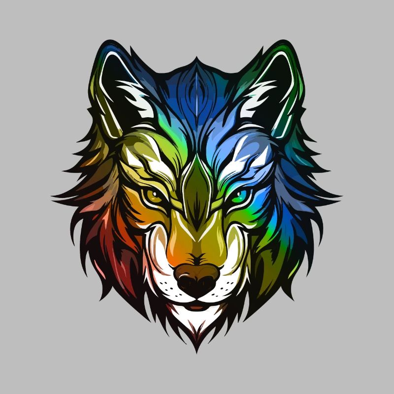 Wolf Kopf Bunt