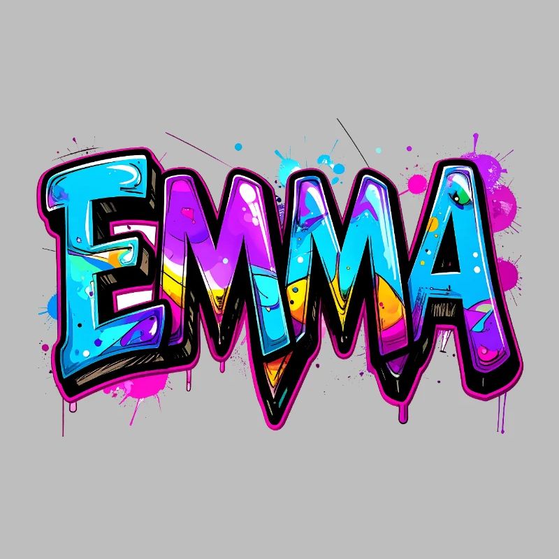 graffiti, buchstaben, emma, illustration