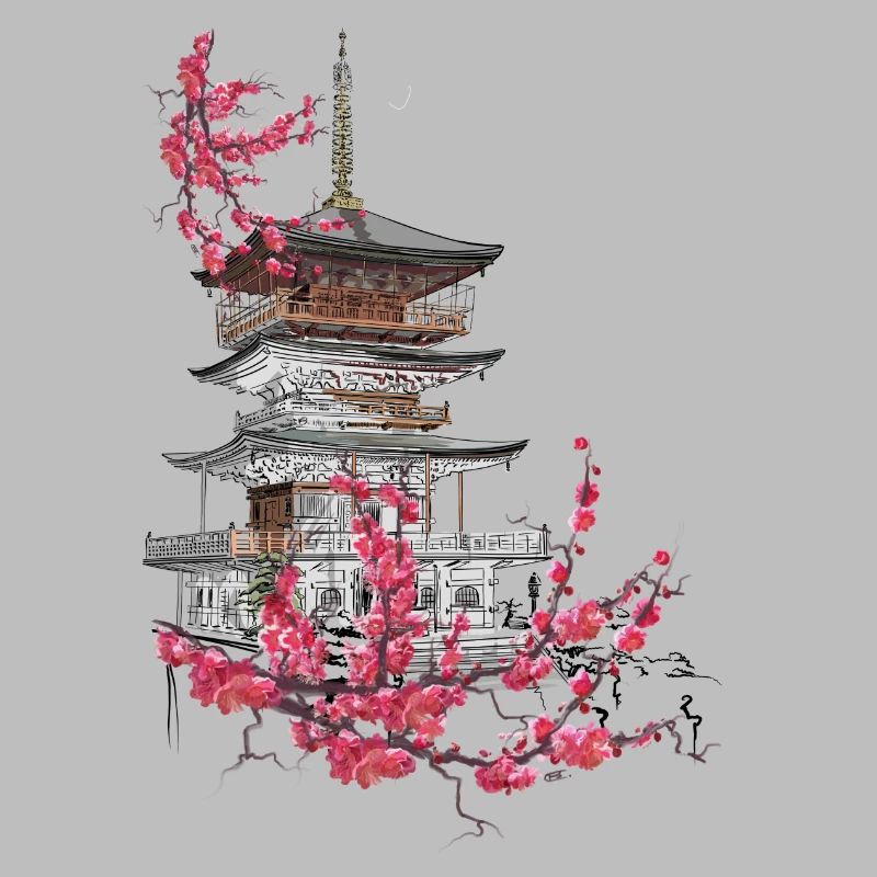Pagode und Sakura