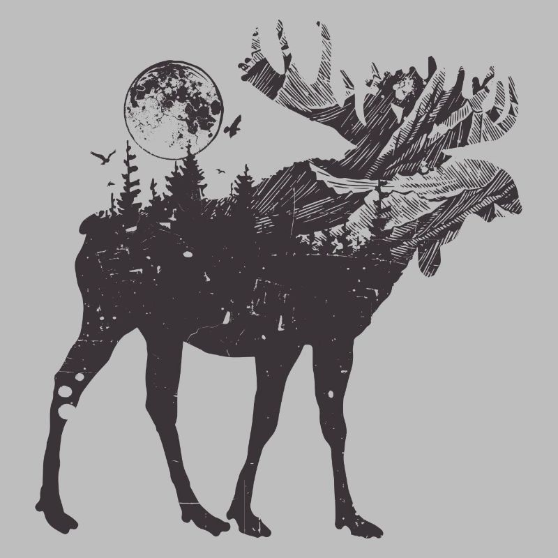 Moonlit Moose Forest Silhouette