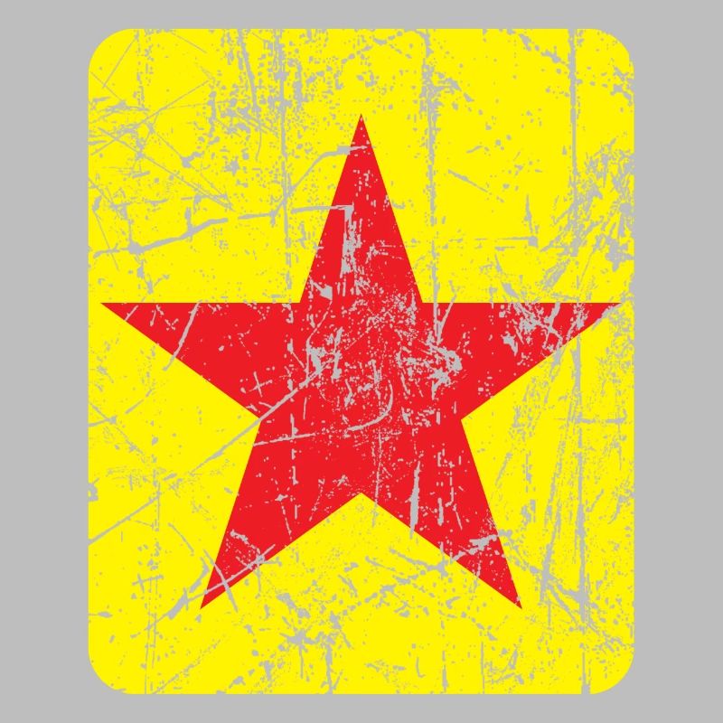 Red star on a yellow background and vintage effect