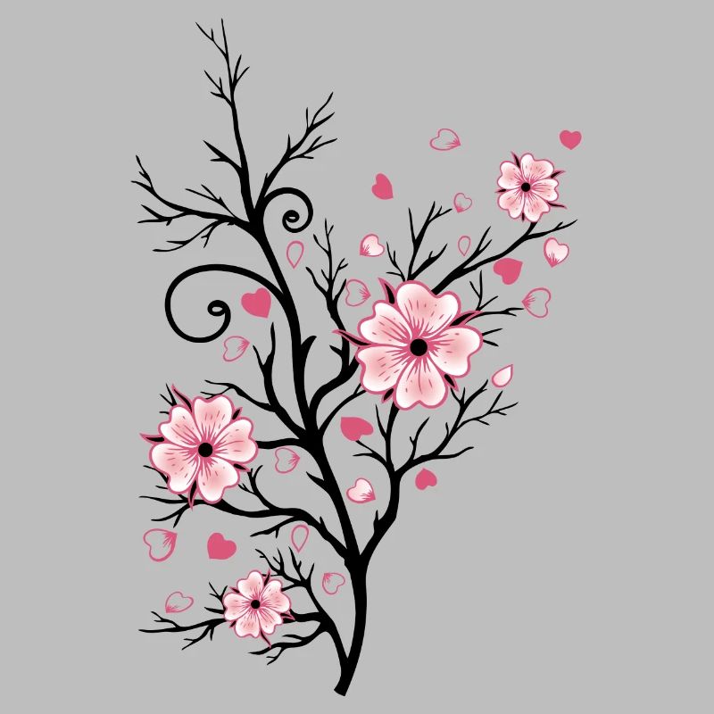 Cherry Tree Cherry Blossoms with Hearts Sakura Spring