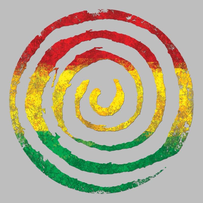 Rasterized Zen spiral in rasta color scheme