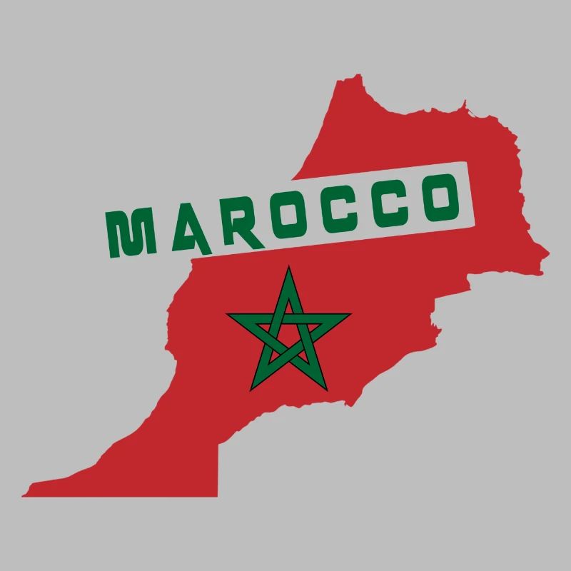 Morocco map with national flag