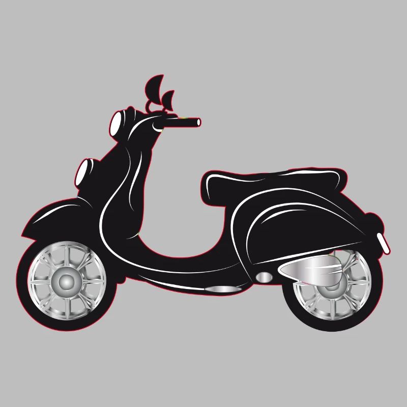 Ein schwarzer Motorroller mit farbigem Rand