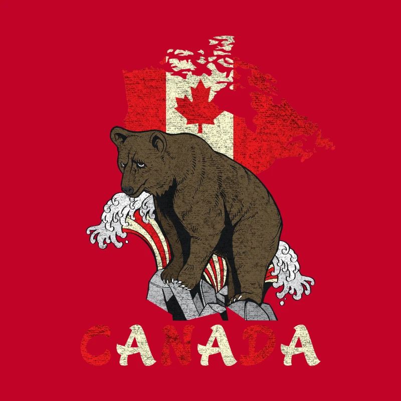 Conception d'ours du Canada avec carte et drapeau