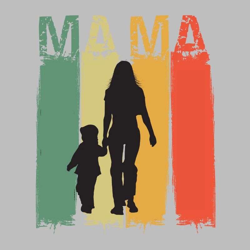 Mama Silhouette im Retrofarben Design Muttertag