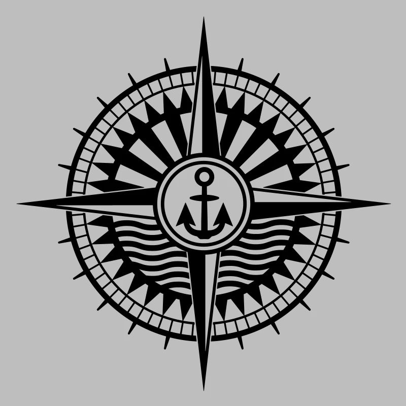 Cool seafarer compass with anchor and wind rose