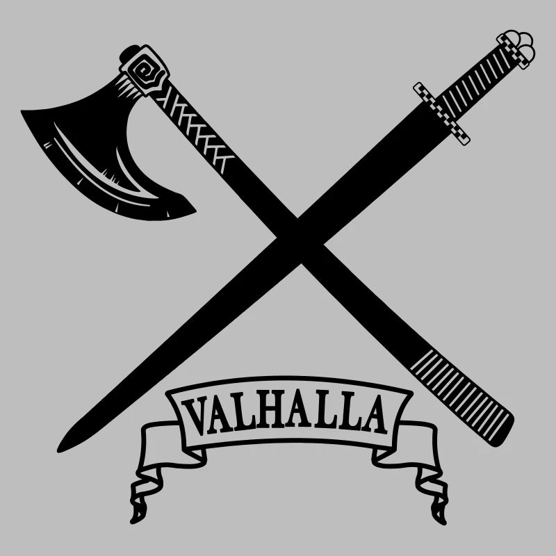 Valhalla with axe and sword