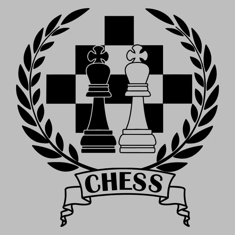 Pièces d’échecs en couronne de laurier avec texte CHESS
