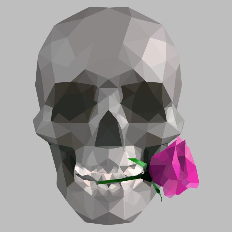 Low Poly Grey Skull – Geometrisch-Romantisch-Gothic