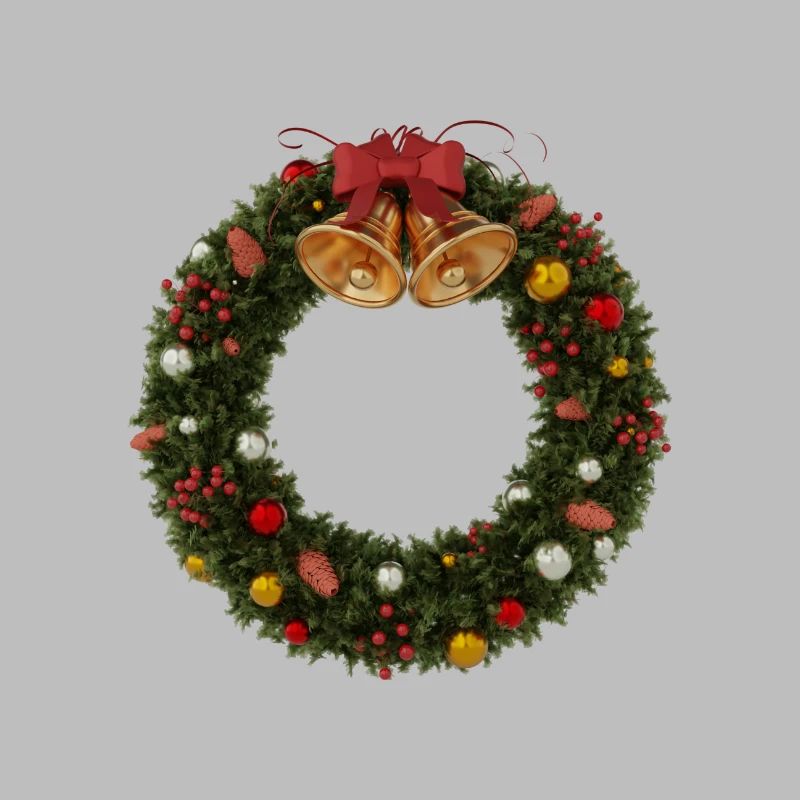 Weihnachtskranz mit Glocken und Schleife