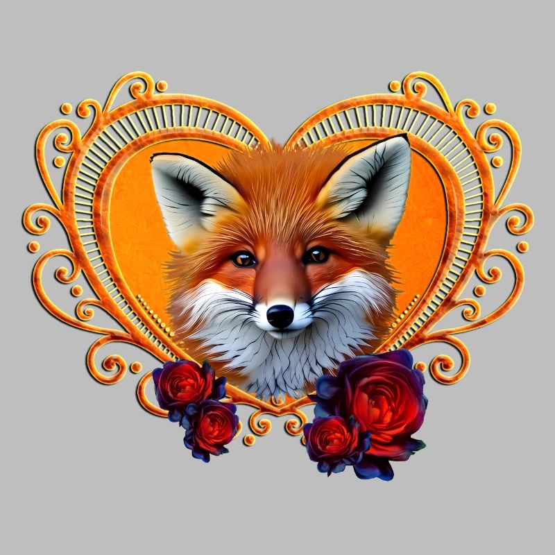 Wonderful fox head with heart