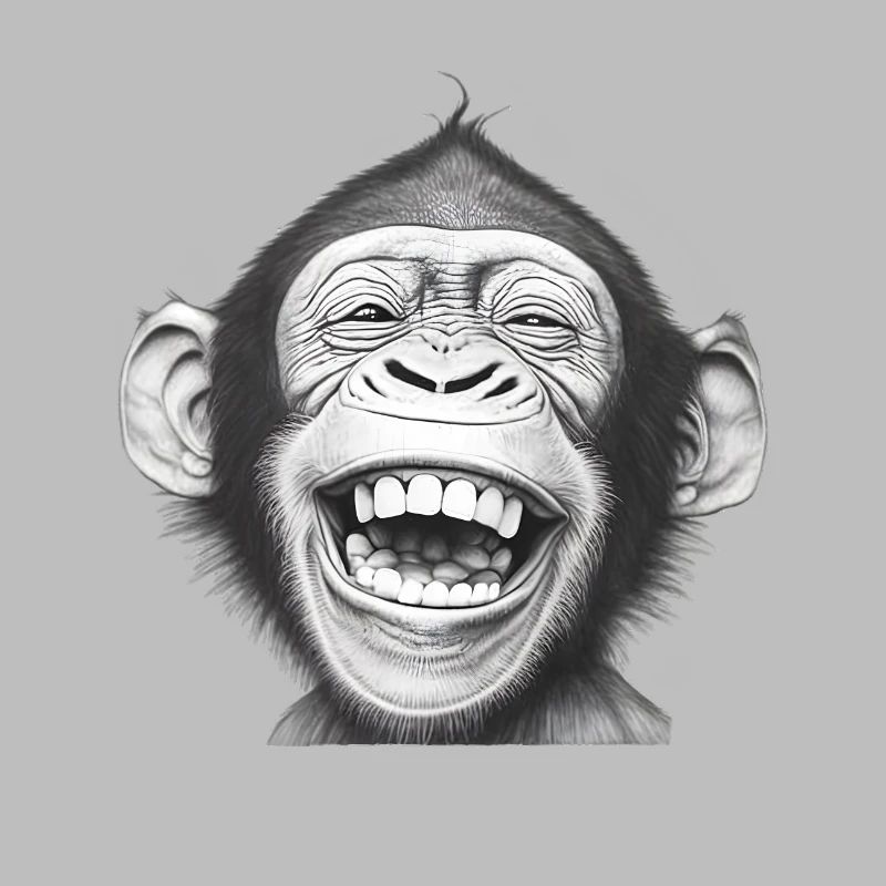 Singe Rieur Noir & Blanc