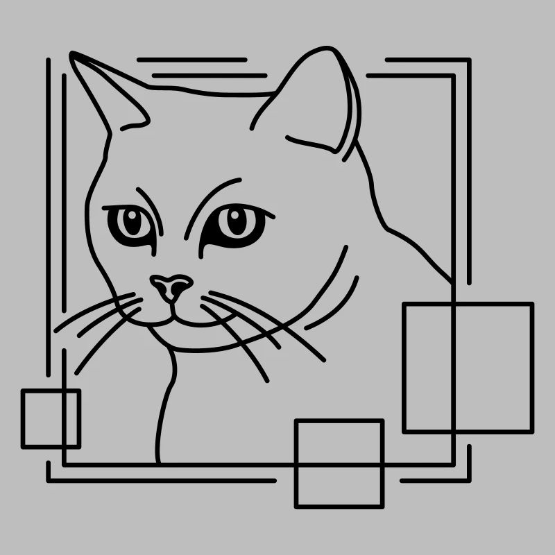 Chat en forme géométrique - Conception d’art au trait