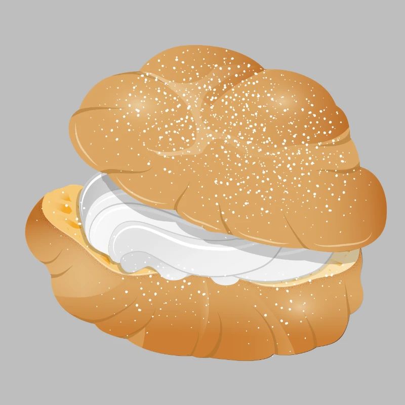 Illustration eines mit Sahne gefüllten Windbeutel