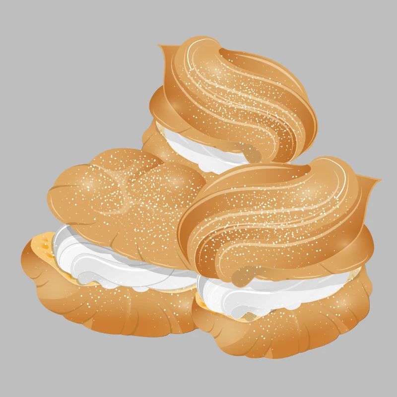 Illustration de trois choux à la crème fourrés