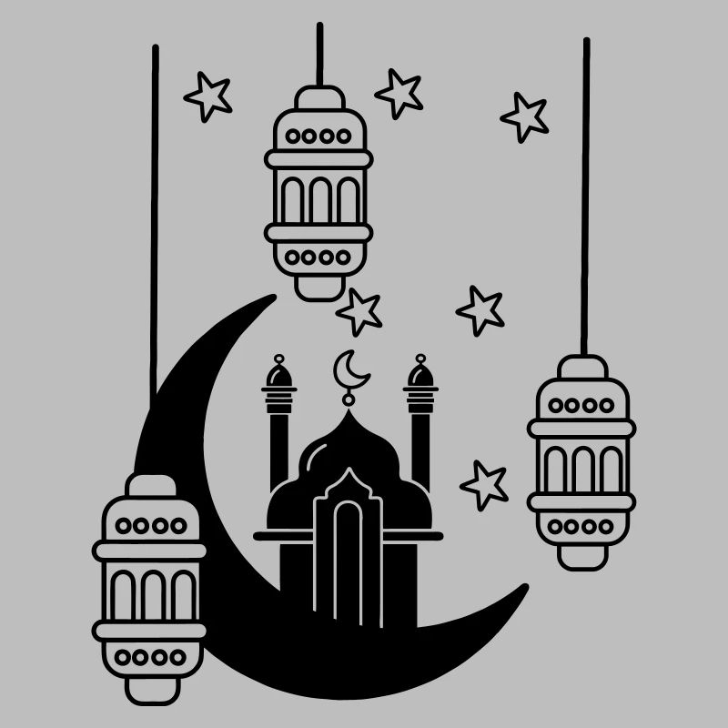 Moschee in Mondlicht und Sternen