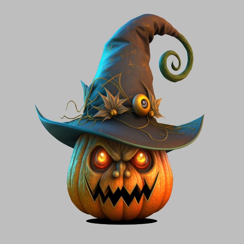 Halloween pumpkin with magic hat