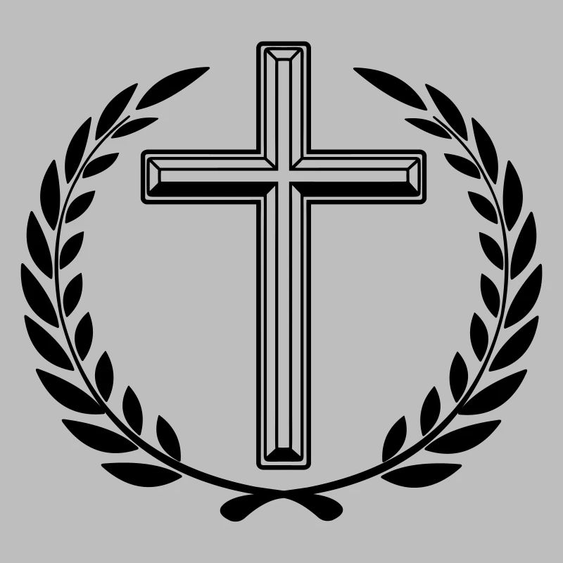 Cross laurel wreath