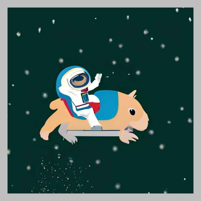 Astronaute sur un capybara spatial