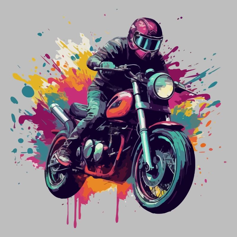 Moto avec tâche de couleur.