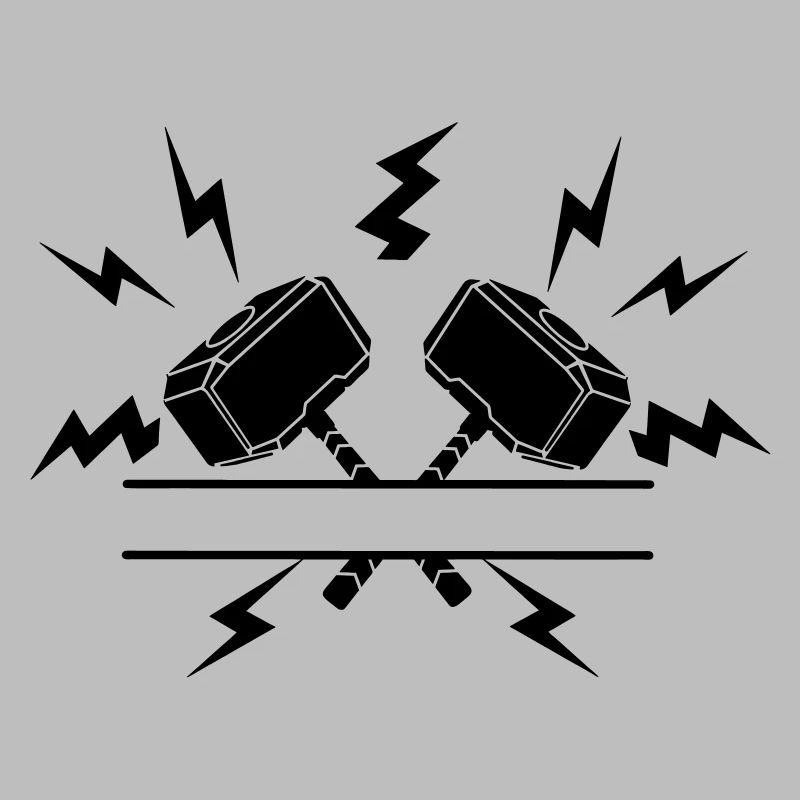 Deux marteaux de Thor avec découpe de texte