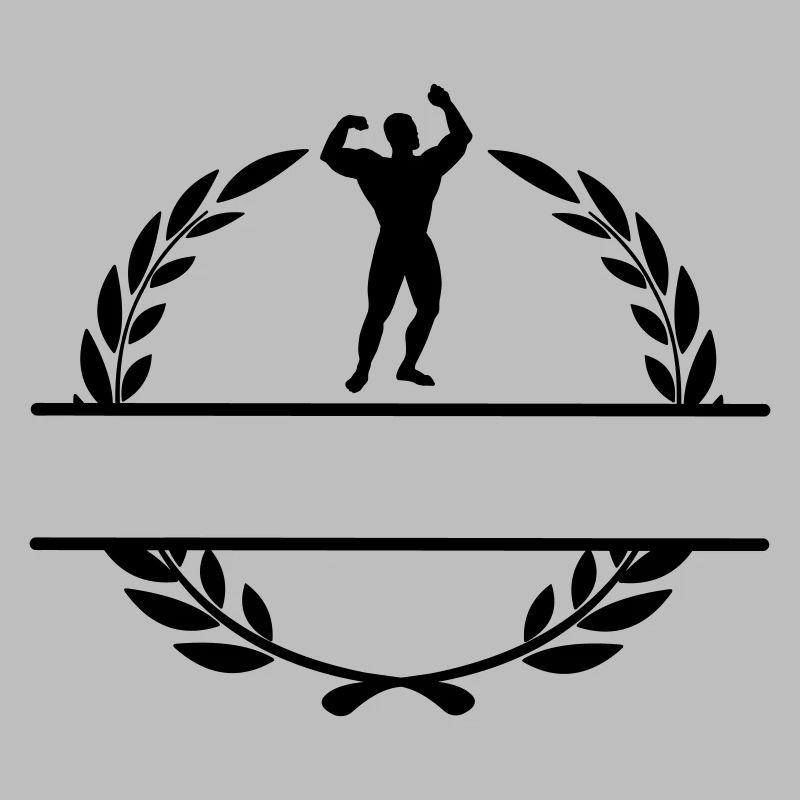 Bodybuilder in laurel wreath and text room