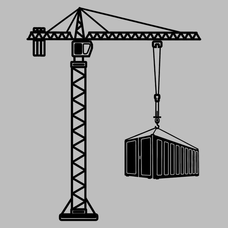 Grue de construction avec conteneur maritime