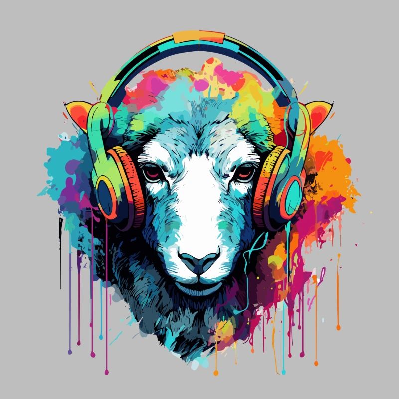 Moutons avec écouteurs Moutons animaux