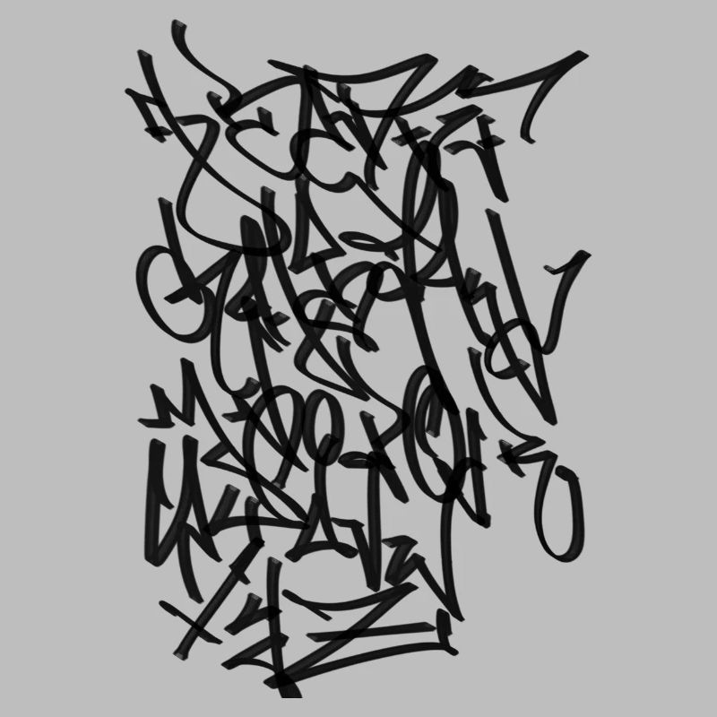 Alphabet 2 Graffiti Tag Handstyle black