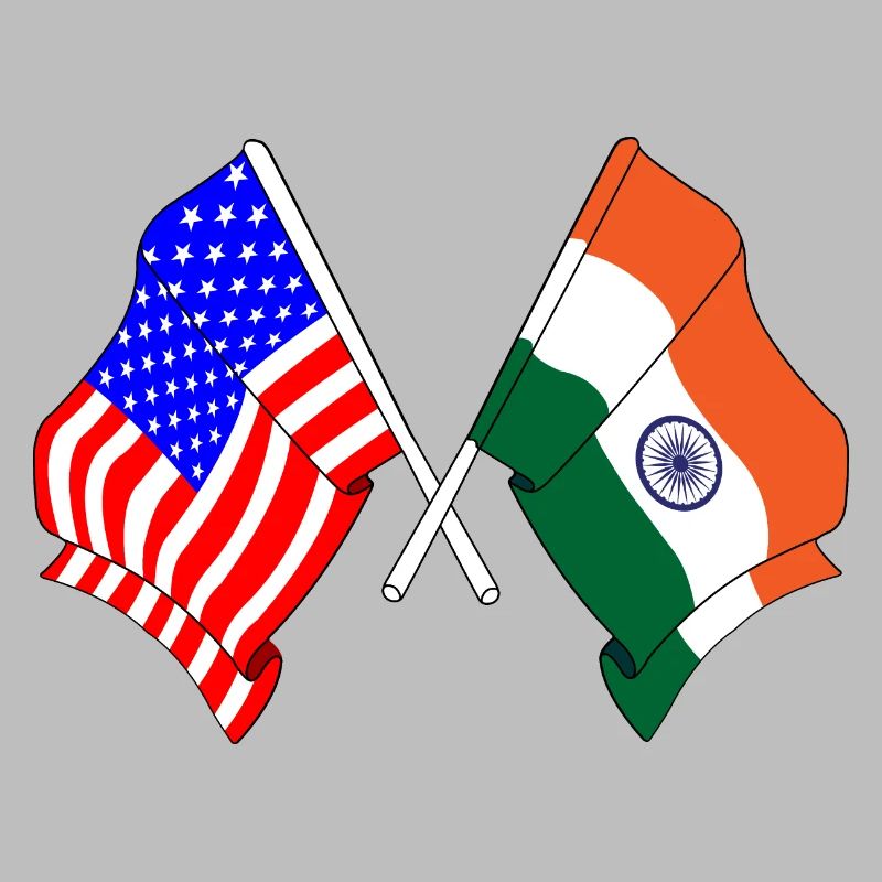 Drapeau des États-Unis et drapeau de l’Inde