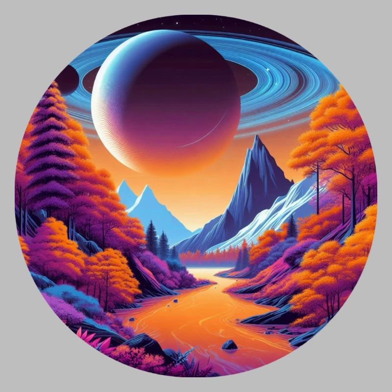 Landscape, Moon, Mountains, Trees