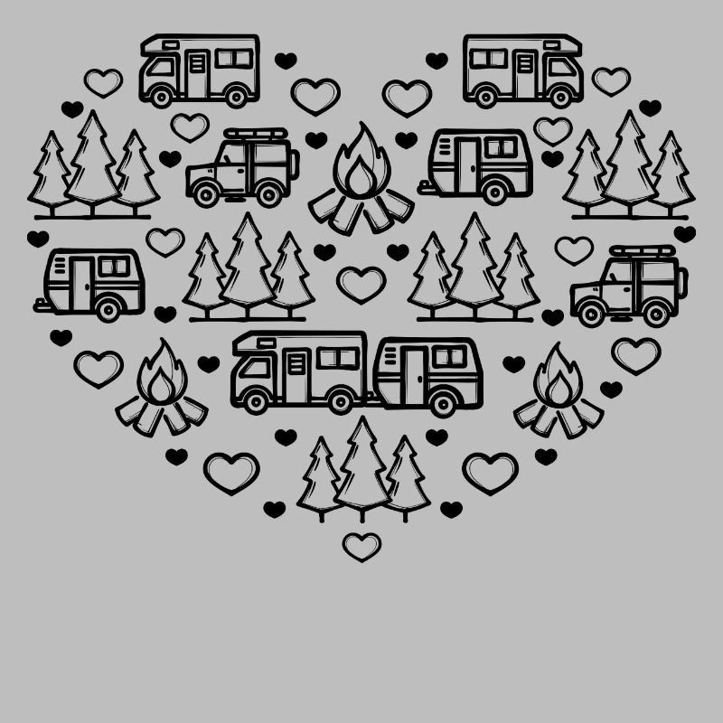 Wohnmobil Camping Lagerfeuer Wanderer Urlaub