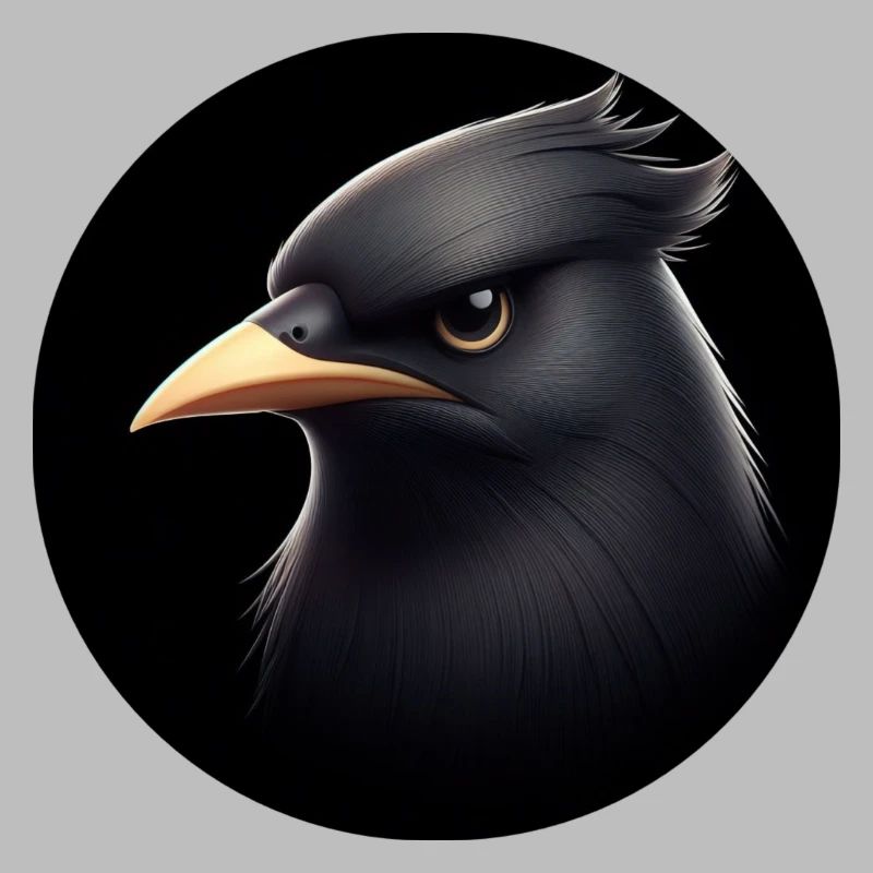 Corbeau noir dans le style d’animation