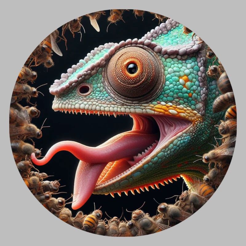 Le caméléon a faim d’insectes