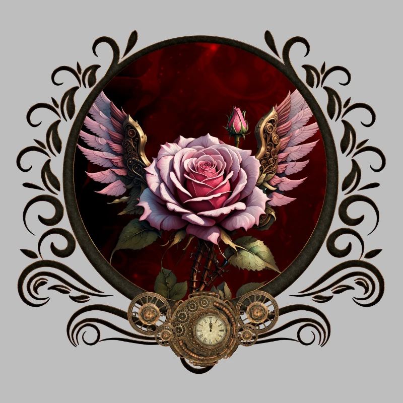 Wonderful steampunk rose with wings.