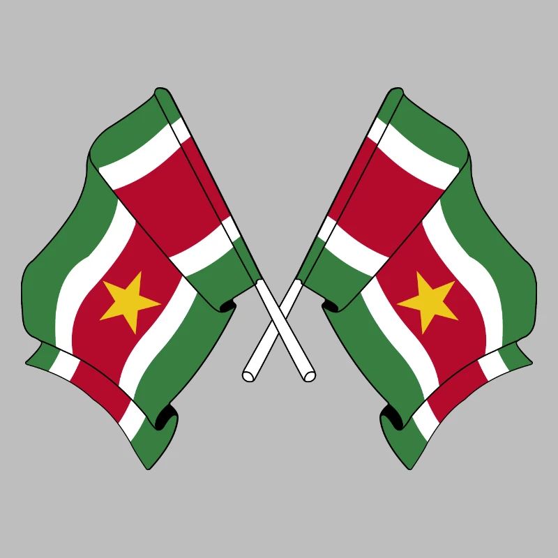 Deux drapeaux croisés du Suriname