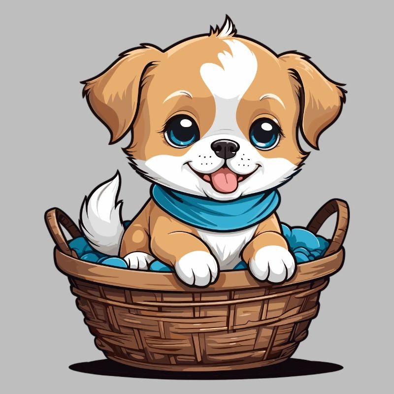 Chien mignon dans un panier pour chien