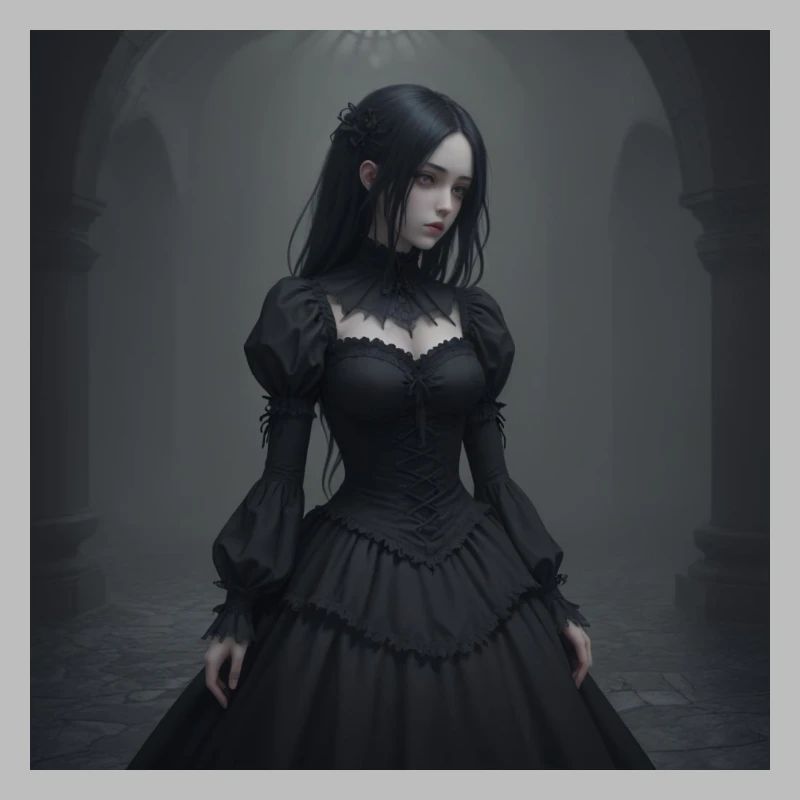 Gothic Viktorianisches Schwarzkleid