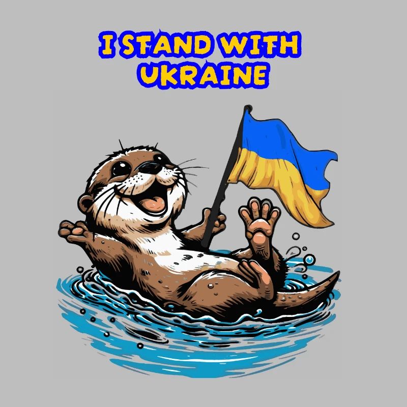 Bébé loutre mignon avec drapeau de l’Ukraine