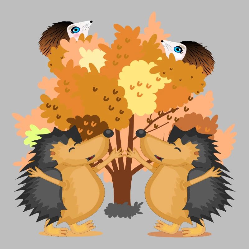 ILLUSTRATIONS D’ANIMAUX HÉRISSON ARBRE D’AUTOMNE