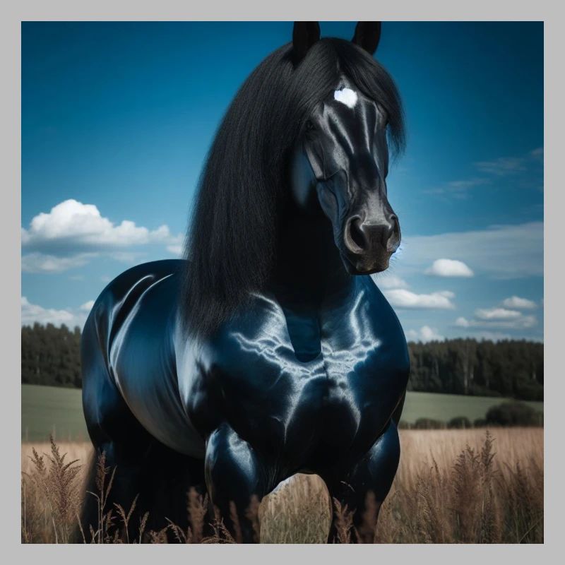 Mächtiges schwarzes Pferd
