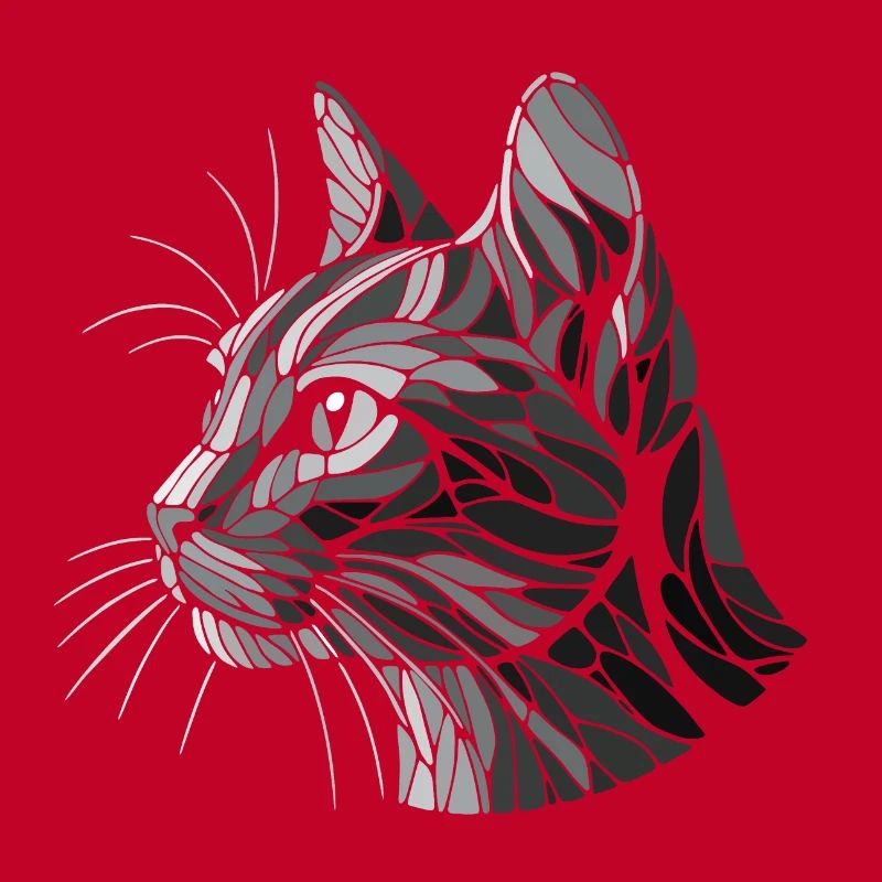 Schwarz-weißer Katzenkopf, geometrische Kunst, Polygone