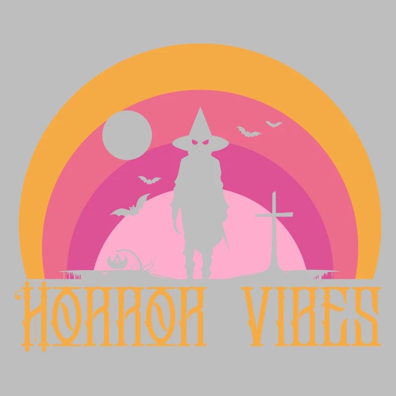 Horror Vibes Witch Silhouette Sunset