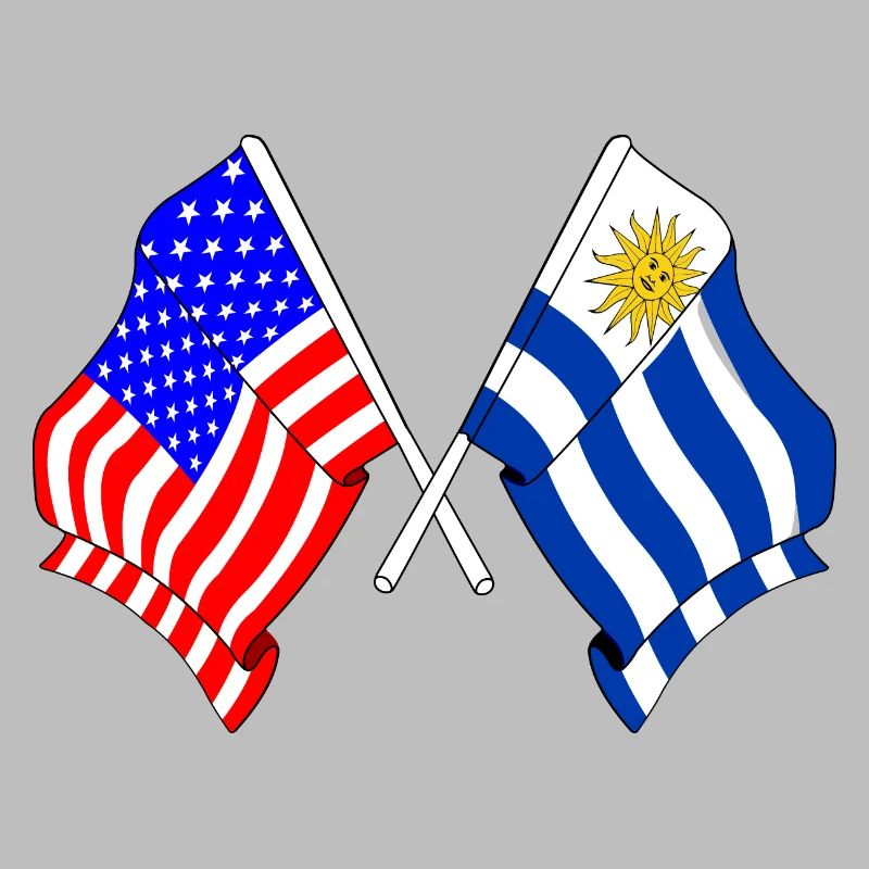 Drapeau des États-Unis et drapeau de l’Uruguay