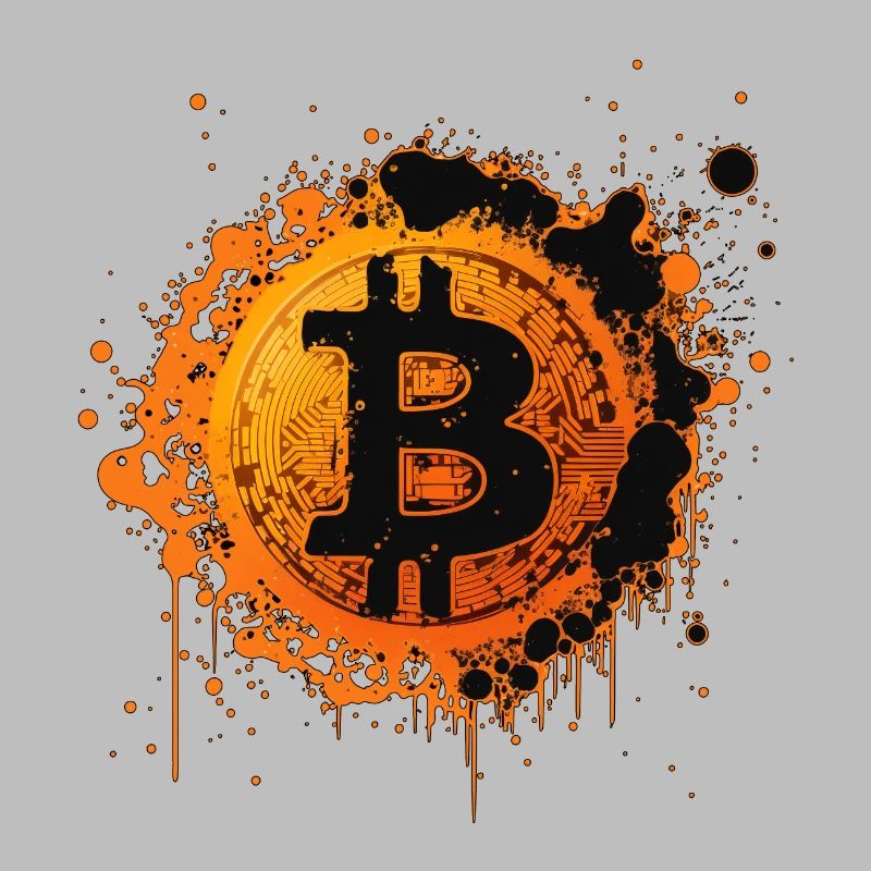 Éclaboussures de Bitcoin Graffiti Orange