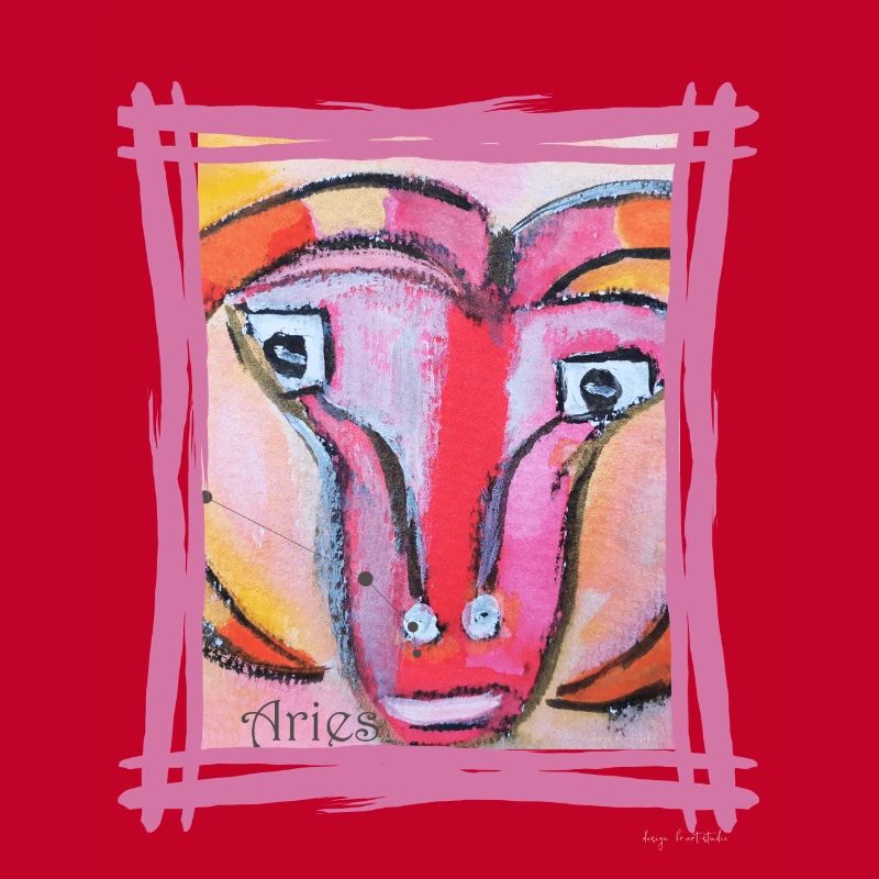Widder Tierkreis - Farbenfrohe expressionistische Kunst